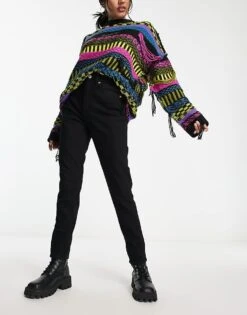 JJXX Berlin High Waisted Slim Leg Jeans In Black For Women