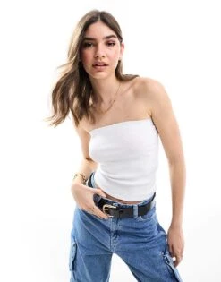 JJXX Bandeau Top In White For Women Bright White