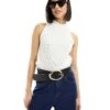 JJXX Knitted Halterneck Vest In White For Women Snow White