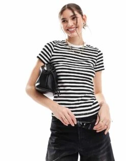 JJXX Baby T-shirt In Navy Stripe For Women Bright White