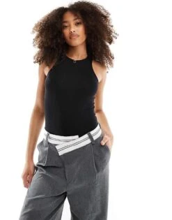 JJXX Halterneck Body Top In Black For Women