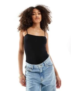 JJXX Strappy Square Body Top In Black For Women