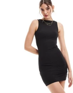 JJXX Slinky Reversable Jersey Mini Dress In Black For Women