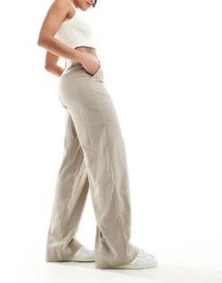 JJXX Linen Blend High Waisted Tailored Trouser In Beige For Women Fungi