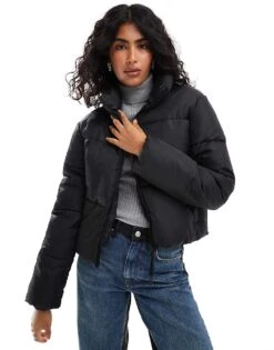 JJXX Cropped Padded Puffer In Black For Women