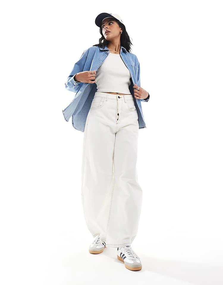 JJXX Denim Overshirt In Light Blue Denim For Women Medium Blue - Image 2