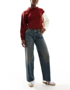 JJXX Tokyo Wide Fit Low Waist Jeans In Vintage Blue Wash For Women Blue Vintage Wash