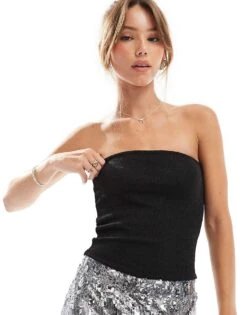 JJXX Bandau Top In Black Glitter For Women