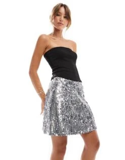 JJXX Sequin Skirt In Silver For Women