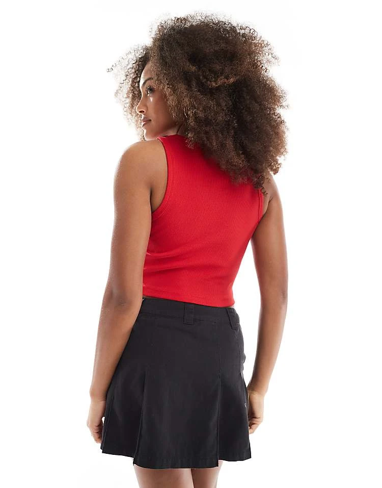 JJXX Ribbed Vest In Red For Women Racing Red - Image 3
