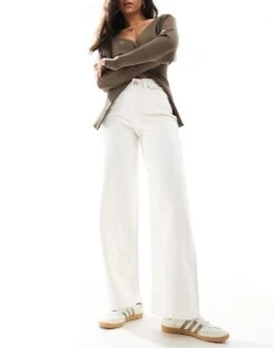 JJXX Tokyo Wide Fit Jeans In Off White For Women White Denim