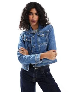 JJXX Denim Jacket In Medium Blue For Women Medium Blue Denim