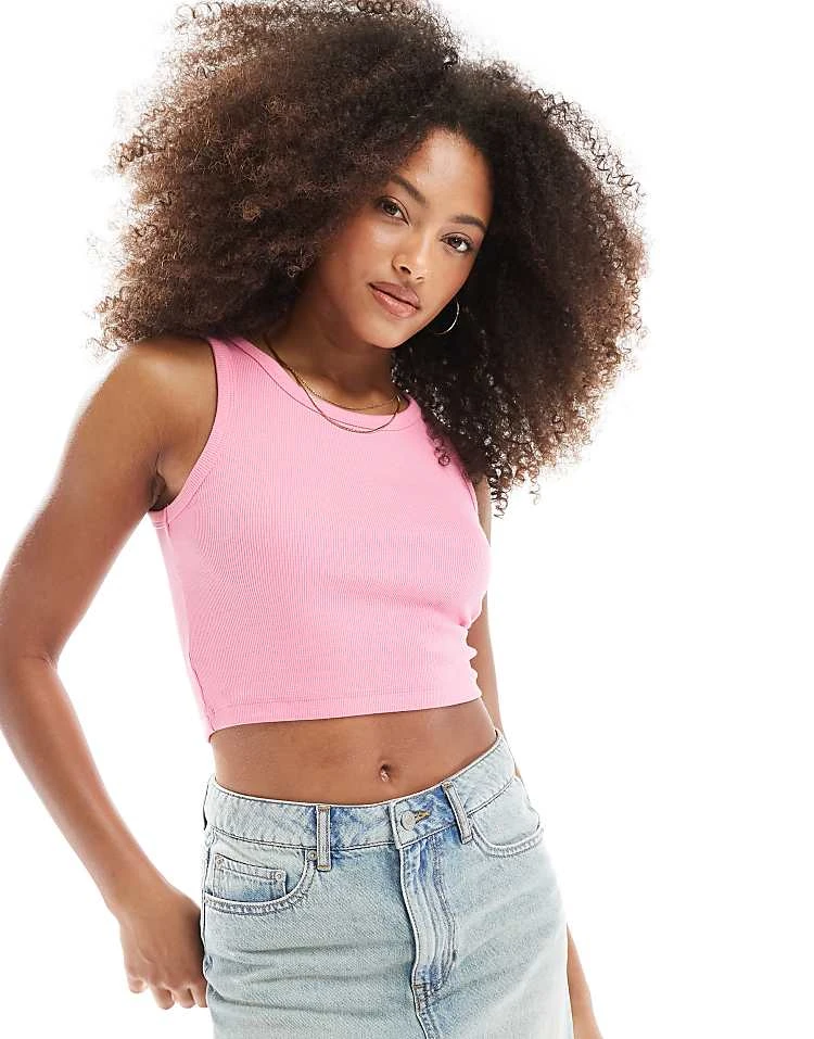 JJXX Ribbed Vest In Pink For Women Morning Glory