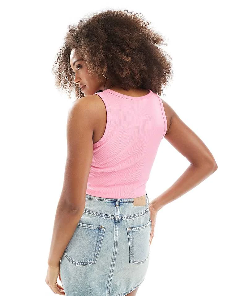 JJXX Ribbed Vest In Pink For Women Morning Glory - Image 2
