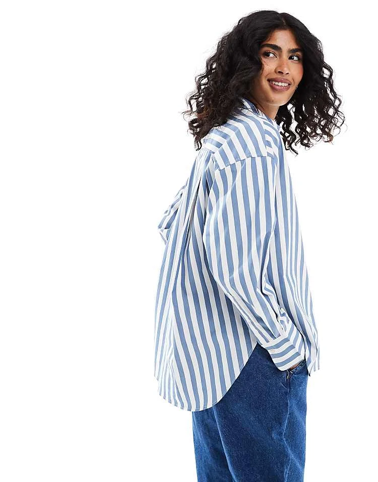 JJXX Oversized Shirt In Blue Stripe For Women Coronet Blue - Image 3