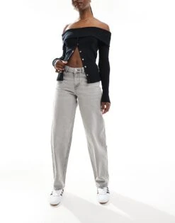 JJXX Juji Barrel Jeans In Grey For Women Light Grey Denim