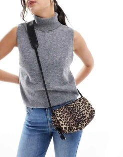 JJXX Padded Crossbody Bag In Leopard Print For Women Seedpearl