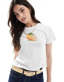 JJXX Baby T-shirt With Orange Print In White For Women