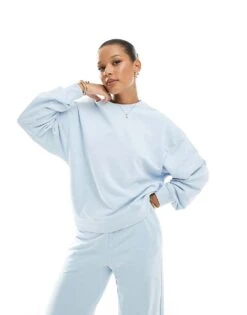 JJXX Boxy Sweat Co-ord In Light Blue For Women